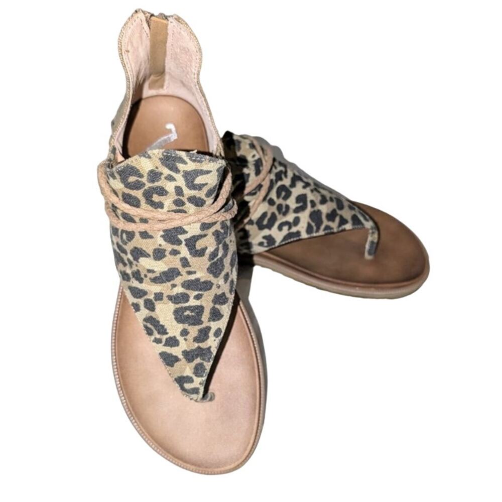 Womens Very G Sparta Leopard Print Sandals Size 8.5 Thong Style Brown Black - Picture 3 of 9
